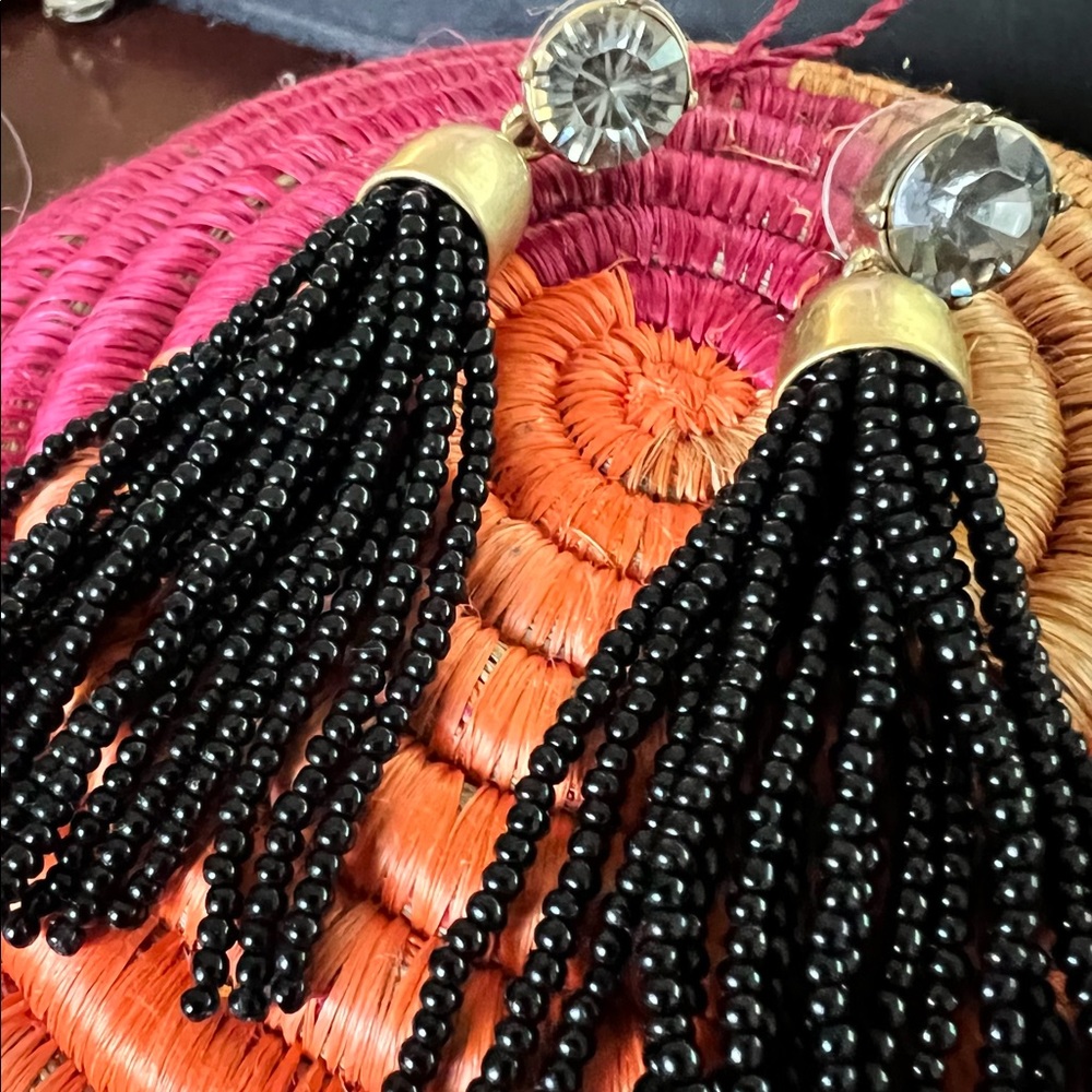 Anthropologie Beaded Tassel Earrings